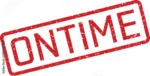 Red rubber stamp with the word 'ontime' punctuality and timeliness concept