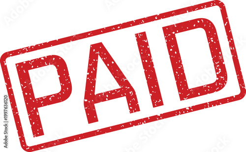 Red 'paid' stamp a symbol of financial transaction completion