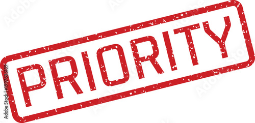 Red stamp with the word 'priority' urgent task indication