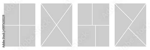 Set of comic 4 frame photo collage layout