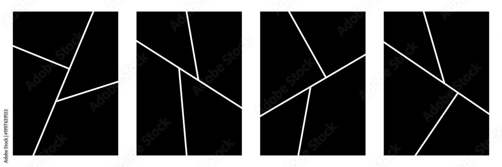 Naklejka premium Set of comic 4 frame photo collage layout