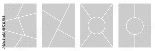 Set of comic 4 frame photo collage layout