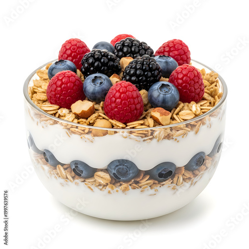 A bowl of cereal with berries