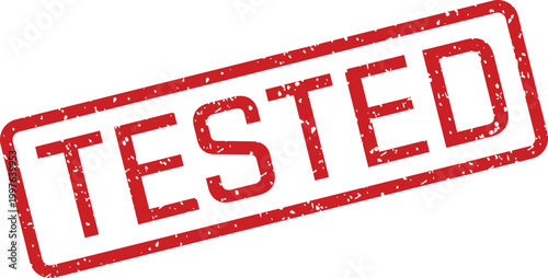 Red 'tested' stamp impression on white background