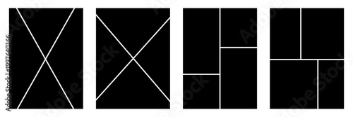 Set of comic 4 frame photo collage layout