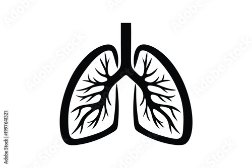 Fotografie Minimalist Lung Line Art Icon for Pulmonology and Respiratory Health Illustratio