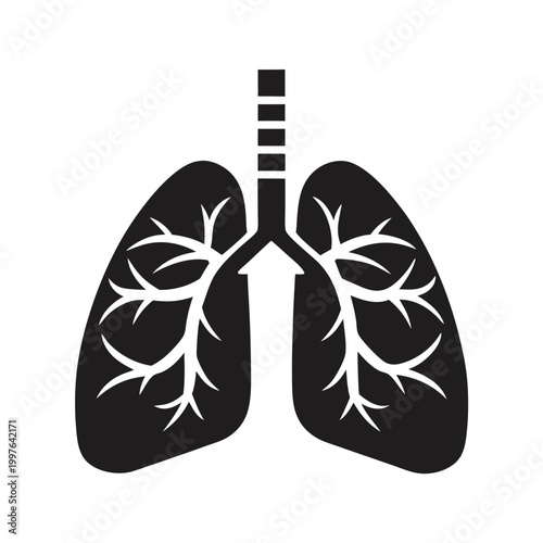 Respiratory Care Lung Icon Outline for Medical Technology and Pulmonology Services