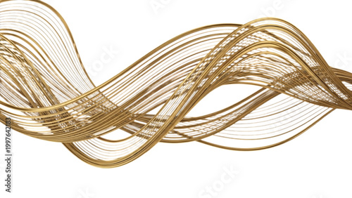 Golden wavy lines on create a dynamic abstract design