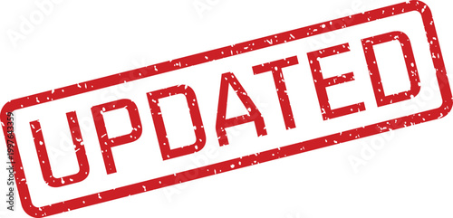 Red 'updated' stamp a visual indicator of recent changes or revisions