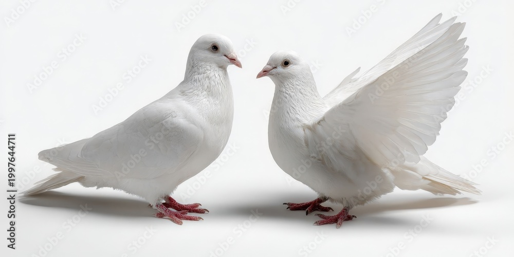 Fototapeta premium White Doves Isolated on White Background