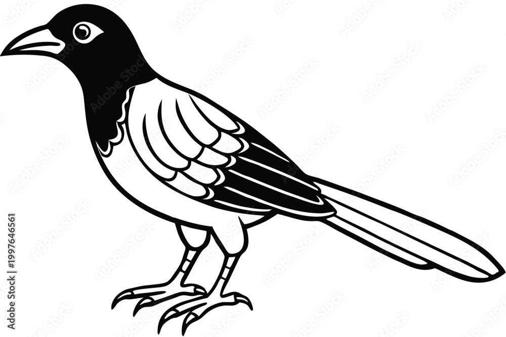 Obraz premium bowerbird silhouette line art vector illustration with a white background