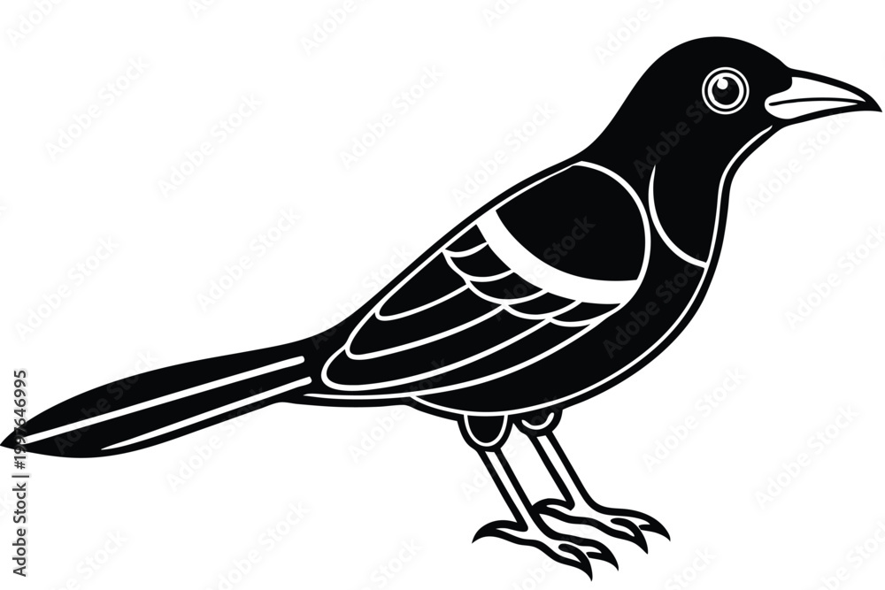 Obraz premium bowerbird silhouette line art vector illustration with a white background