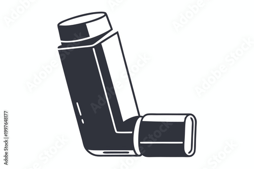 Simple Outlined Medical Inhaler Vector Symbol for Health Apps and UI Design