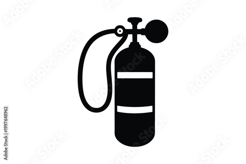 Flat Medical Oxygen Cylinder Silhouette Icon for Healthcare Equipment Design