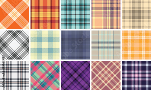 Plaid pack perfect for handkerchiefs. Versatile tartan patterns enhance small accessories. Vector paths ensure precise prints.