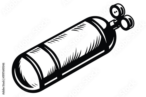 Healthcare Oxygen Cylinder Icon Silhouette for Medical Treatment and Patient Care