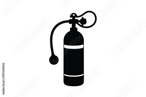 Respiratory Support Oxygen Tank Icon Silhouette for Medical and Clinical Use