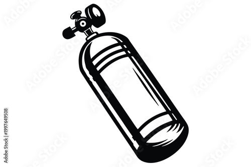 Portable Medical Oxygen Tank Icon Silhouette for Healthcare and Home Respiratory Care