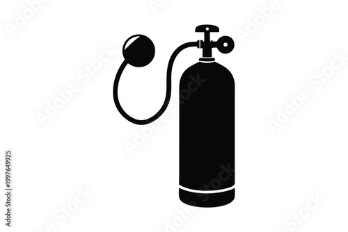 Black Silhouette of a Medical Oxygen Tank Icon for Healthcare Design