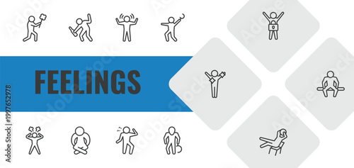 Billede på lærred feelings outline icon set