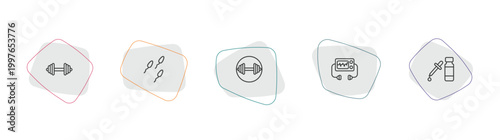 health and medical outline icon set. linear vector for ui, web and mobile. thin line dumbbells, sperm, weightlifting icons.