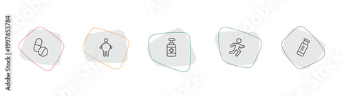 medical outline icon set. linear vector for ui, web and mobile. thin line pills, fat, desinfectant icons.