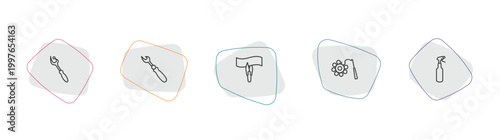 sew outline icon set. linear vector for ui, web and mobile. thin line ripper, seam ripper, cutting icons.