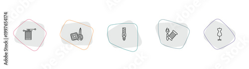 sew outline icon set. linear vector for ui, web and mobile. thin line knit, sewing craft, slide fastener icons.