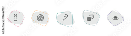 sew outline icon set. linear vector for ui, web and mobile. thin line garment, spokes, threader icons.