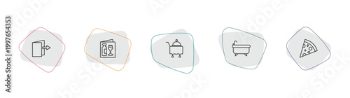 hotel outline icon set. linear vector for ui, web and mobile. thin line check out, wine menu, room service icons.