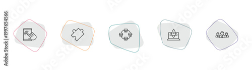 Schilderij op canvas startup stategy and outline icon set
