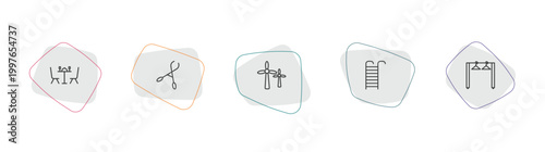 tools and utensils outline icon set. linear vector for ui, web and mobile. thin line dining, forceps, windmills icons.
