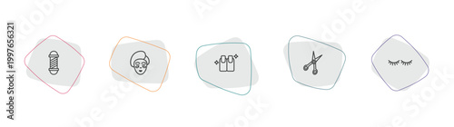 beauty outline icon set. linear vector for ui, web and mobile. thin line barber shop, face mask, finger with nail icons.