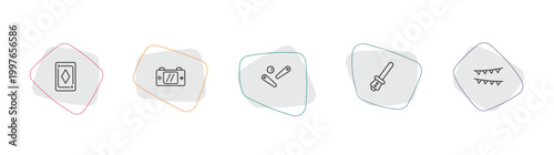arcade outline icon set. linear vector for ui, web and mobile. thin line ace of diamonds, handheld game, pinball icons.