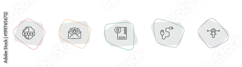 internet security outline icon set. linear vector for ui, web and mobile. thin line pin code, spam, folder security icons.