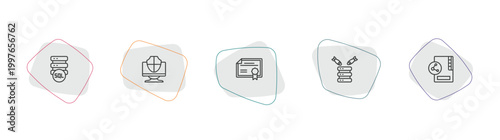 internet security outline icon set. linear vector for ui, web and mobile. thin line sql, computer security, network certificate icons.