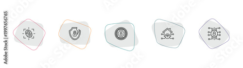 internet security outline icon set. linear vector for ui, web and mobile. thin line fingerprint scan, internet attack, internet icons.