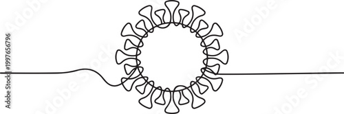 COVID-19 continuous one line symbol. Concept Coronavirus. one line vector illustration on white background