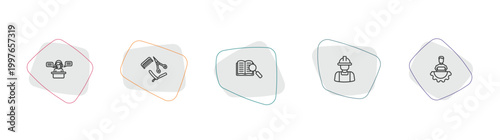 professions outline icon set. linear vector for ui, web and mobile. thin line secretary, barber, guide icons.