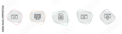 programming outline icon set. linear vector for ui, web and mobile. thin line html, adaptive layout, css icons.