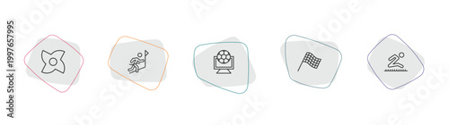 sport outline icon set. linear vector for ui, web and mobile. thin line ninja shuriken, winning the race, football channel icons.