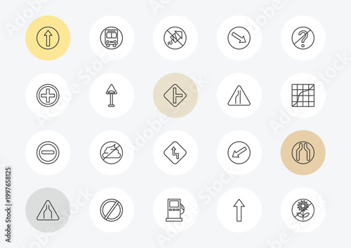 traffic signs outline icon set. linear vector for ui, web and mobile. thin line ahead only, hospital, prohibited way icons.