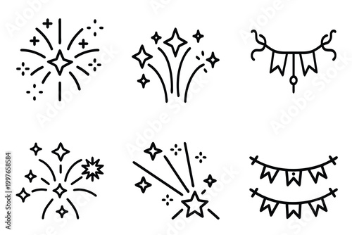 Disco ball web line icons set party mirror ball nightclub dance music sparkles web line icons set & more vector illustration on editable stroke