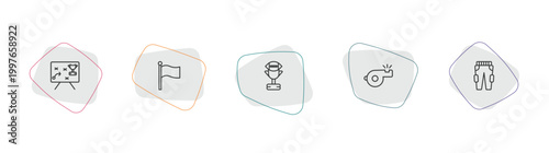 american football outline icon set. linear vector for ui, web and mobile. thin line game planning, flag, american football cup icons.