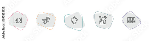 american football outline icon set. linear vector for ui, web and mobile. thin line yard marking, glove for, shield icons.