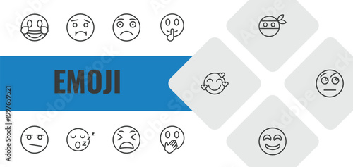 Photos emoji outline icon set