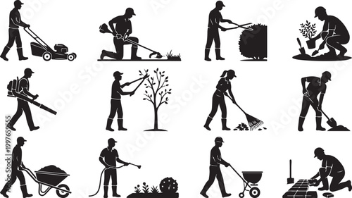 Roofing Contractor Silhouettes - Professional Roof Repair and Construction Workers