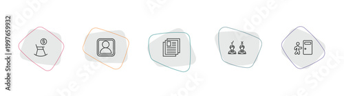 human resources outline icon set. linear vector for ui, web and mobile. thin line pension, profiles, curriculum icons.