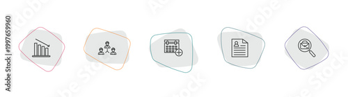 human resources outline icon set. linear vector for ui, web and mobile. thin line attrition, teamwork, appointment icons.