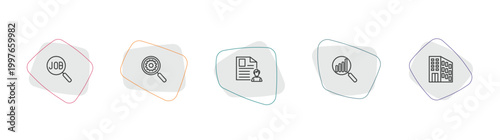 human resources outline icon set. linear vector for ui, web and mobile. thin line job search, due diligence, cv icons.